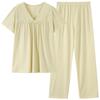 Pajamas women's summer with chest pads pure cotton short-sleeved cropped pants 1011 new thin summer cool loungewear