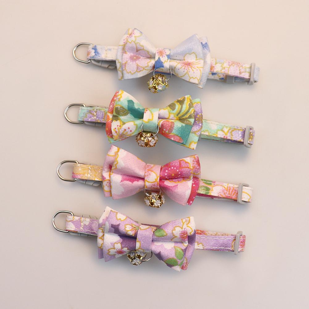 Cute Cat Collar With Bow Tie Cute Plaid Pattern Dog Collar With Bow Tie And Durable Buckle Collar For Small Medium Pet Set