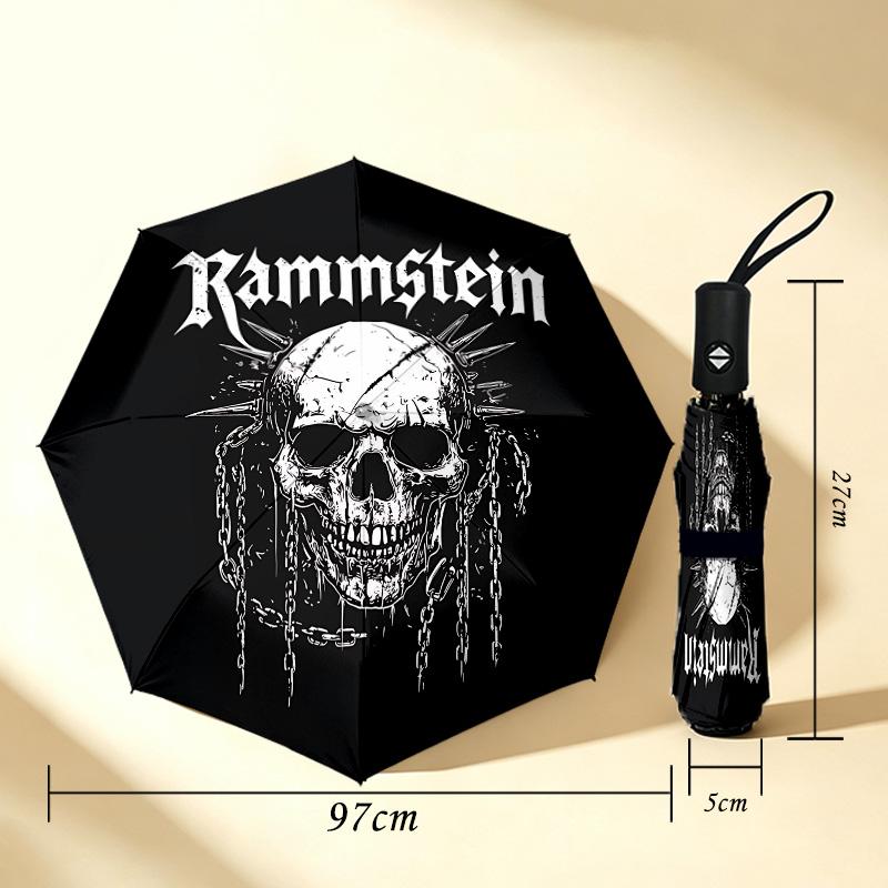 Skull Chains 8 Ribs 3Fold Black Glue Uv Protection Umbrella Sun Protection Rainproof Compact Folding Umbrella For Travel Daily Use C923754