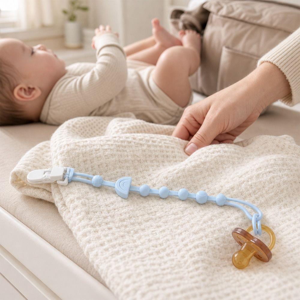 Bpa Free Silicone Pacifier Chain Solid Color Anti-Lost Baby Pacifier Clip Universal Fit Teething Chain Toy Newborn Infant Baby