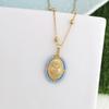 QMHJE Virgin Mary Pendant Charm Necklace Women Cross Scared Heart Jesus Choker Seed Beads Stainless Steel Chain Gold Color Mom