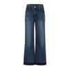 Wide Straight Leg Mid-Rise Loose Pocket Jeans (No Belt) Denim Wide Leg Pants