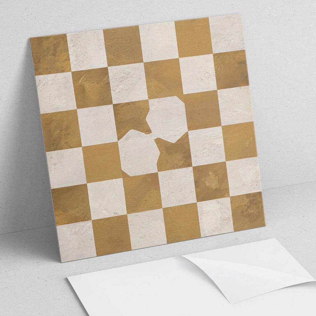 Winylowe Kafelki Ozdobne Z Grafiką Do Kuchni Lub Łazienki Abstrakcyjny Wzór Szachownicy 9X30X30 Cm
