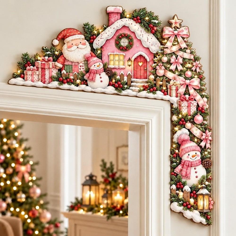 Corner Design Xmas Door Topper Festive Theme Reindeer Wall Decoration Party Supplies