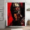 Roman Gladiator Shower Curtain Vintage Warrior Bathroom Decor Medieval Battle Print Washroom Hanging Tapestry Artistic Home Text