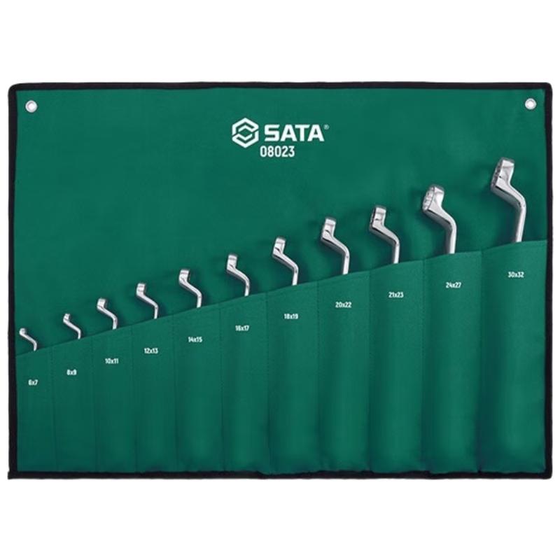 SATA 11-Piece Fully Polished High-Neck Double Ring Wrench Set