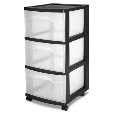 3 Schubladen Kunststoff Aufbewahrungswagen mit transparenten Schubladen Rollender Organizer Schlafzimmer Küche Badezimmer Bastelraum Tragbare Aufbewahrungslösung