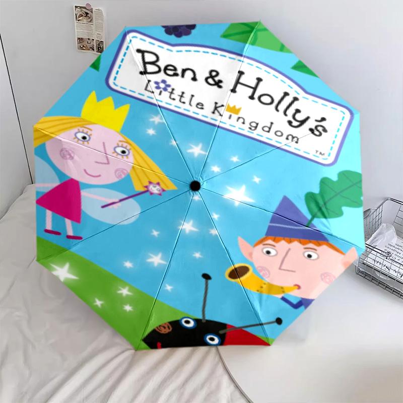 

1 PC Automatic Folding Umbrella -Ben & Holly S Little Kingdom Pattern, Portable & Foldable Design with 8 Ribs, Christmas Birthday Gifts