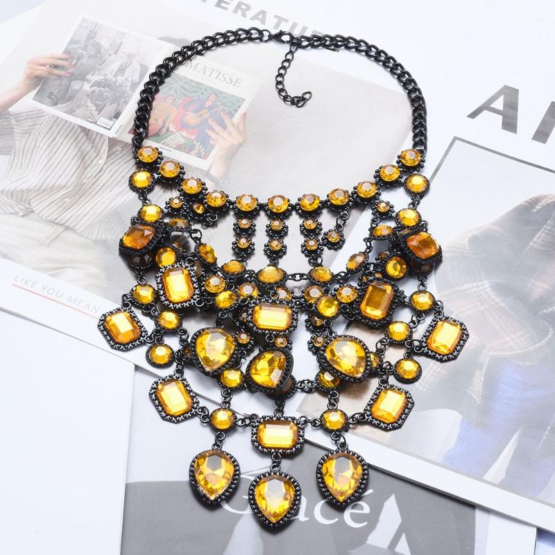 Exaggerated Necklace Retro Multi-layer Court Style Neck Chain Alloy Gemstone Body Chain Female