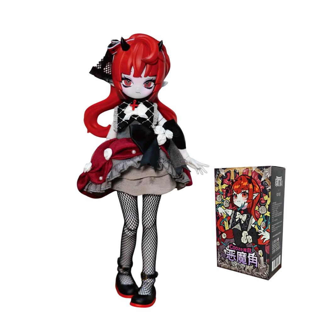 Bahomu Blind Doll Devil Horn Series BJD Articulated Doll Blind Box 1/8 Scale 19cm Cute Devil Girl Doll Collection 6 Types + 1 Secret Type Dress-up (1