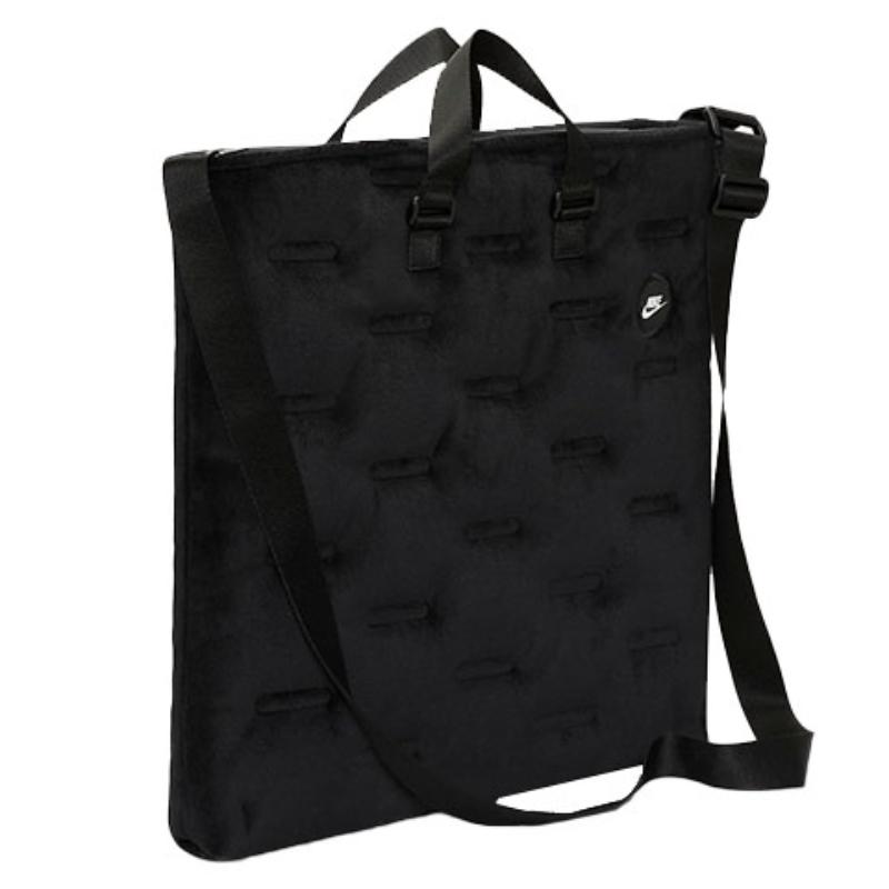 Nike Heritage Velour Fabric Tote Bag, Shopping Bag, Portable Crossbody Bag, Shoulder Bag Unisex Black Casual DB4196-010