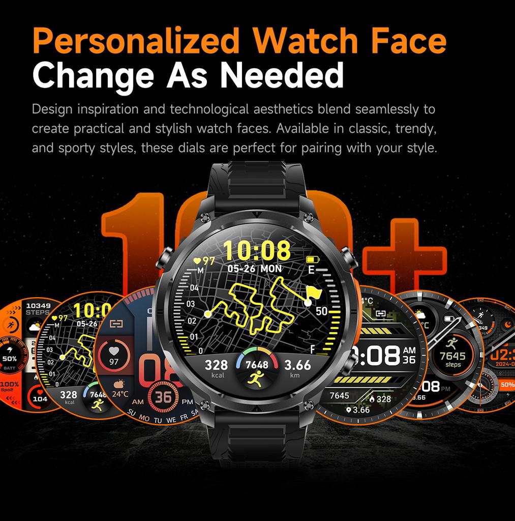 SACOSDING Smart Watch Men Outdoor Sports GPS Positioning Flashlight Altitude Air Pressure BT Calling Health Monitoring Smartwatch
