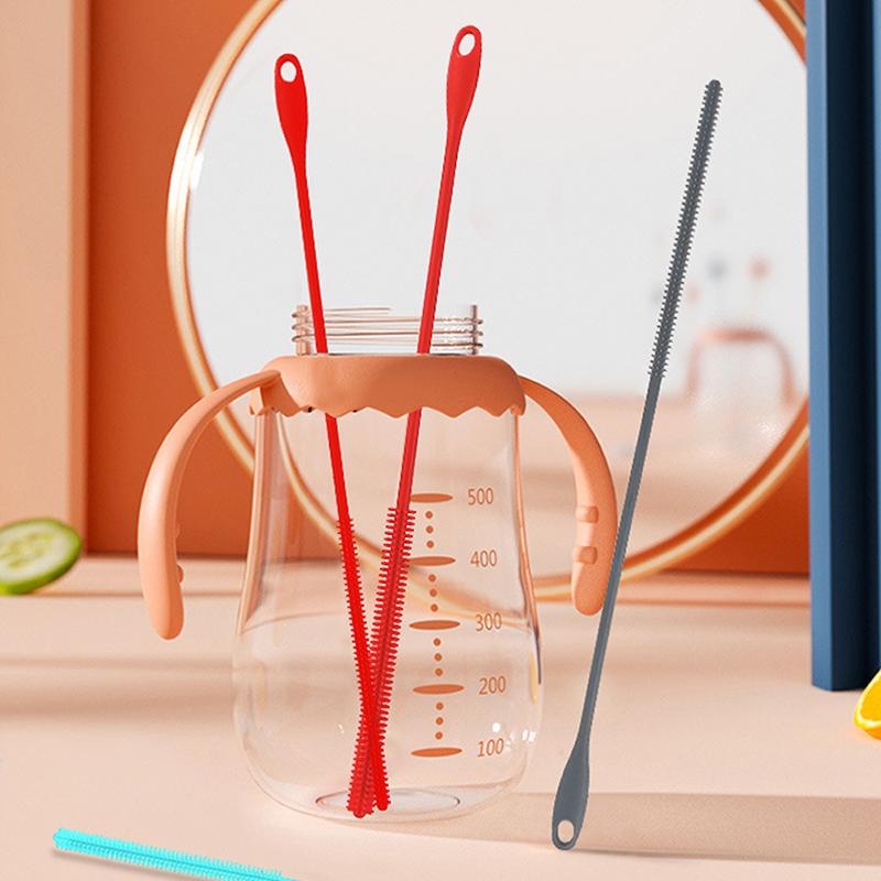 Hole Gap Cleaning Brush Straw Cleaning Brush Silicone Pacifier Nipple Cup Cover Brush Soft Head Handheld Drinking Straw Cleaner