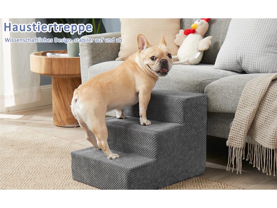 Rutschfeste Schwammleiter für Haustiere für Sofas und Betten: Hunde- und Katzentreppen mit abnehmbarem Bezug
