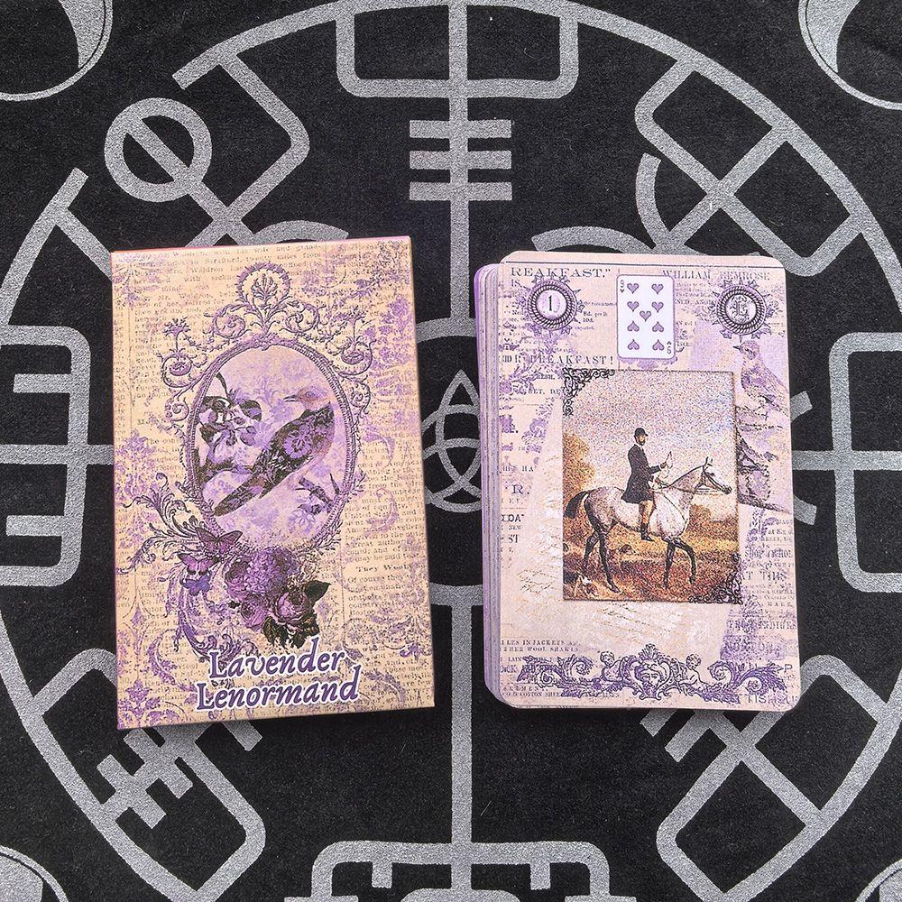 Levandulový Lenormandský balíček - 36 karet s vintage botanickými ilustracemi, 9*6cm Shabby Chic Fialová Estetika Alternativa k Tarotu