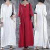 Women Simple Fashion Loose Baggy Long Maxi Dress Half Sleeve Split Plus Size For Effortless Elegance