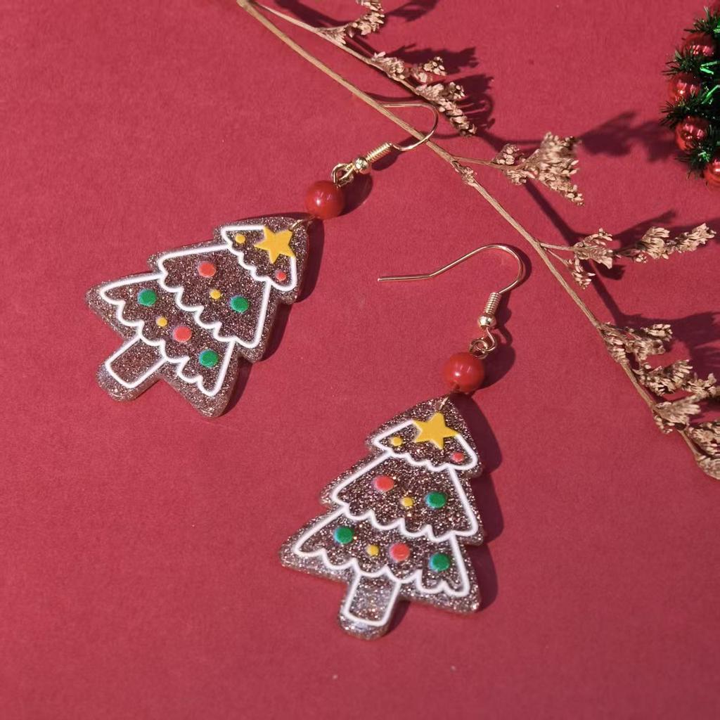 Creative Christmas Tree Stud Earrings - Festive Acrylic Earrings for Women