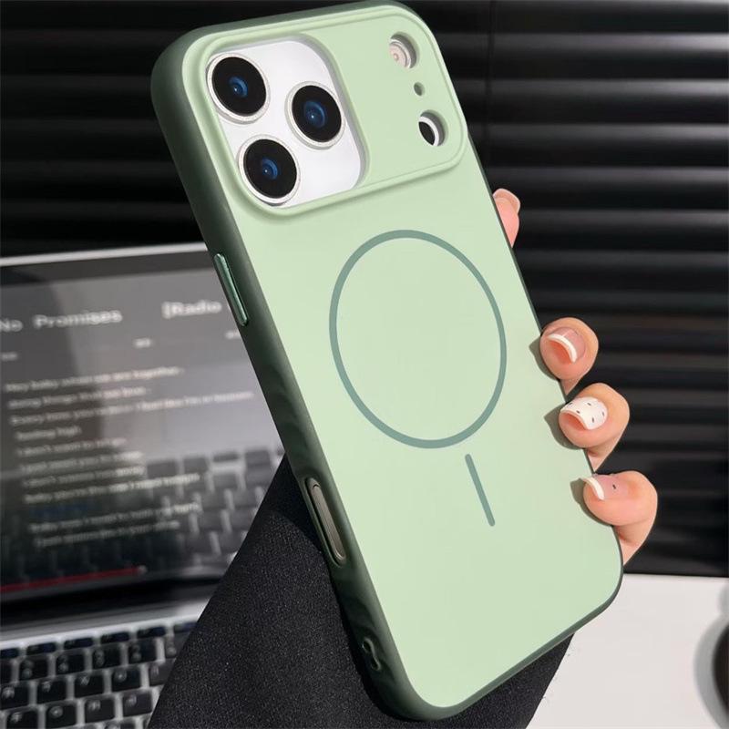Thin Ring Magnetic Two-Tone Case for iPhone 17 Pro with Skin-Feel, Compatible with iPhone 16 and 15