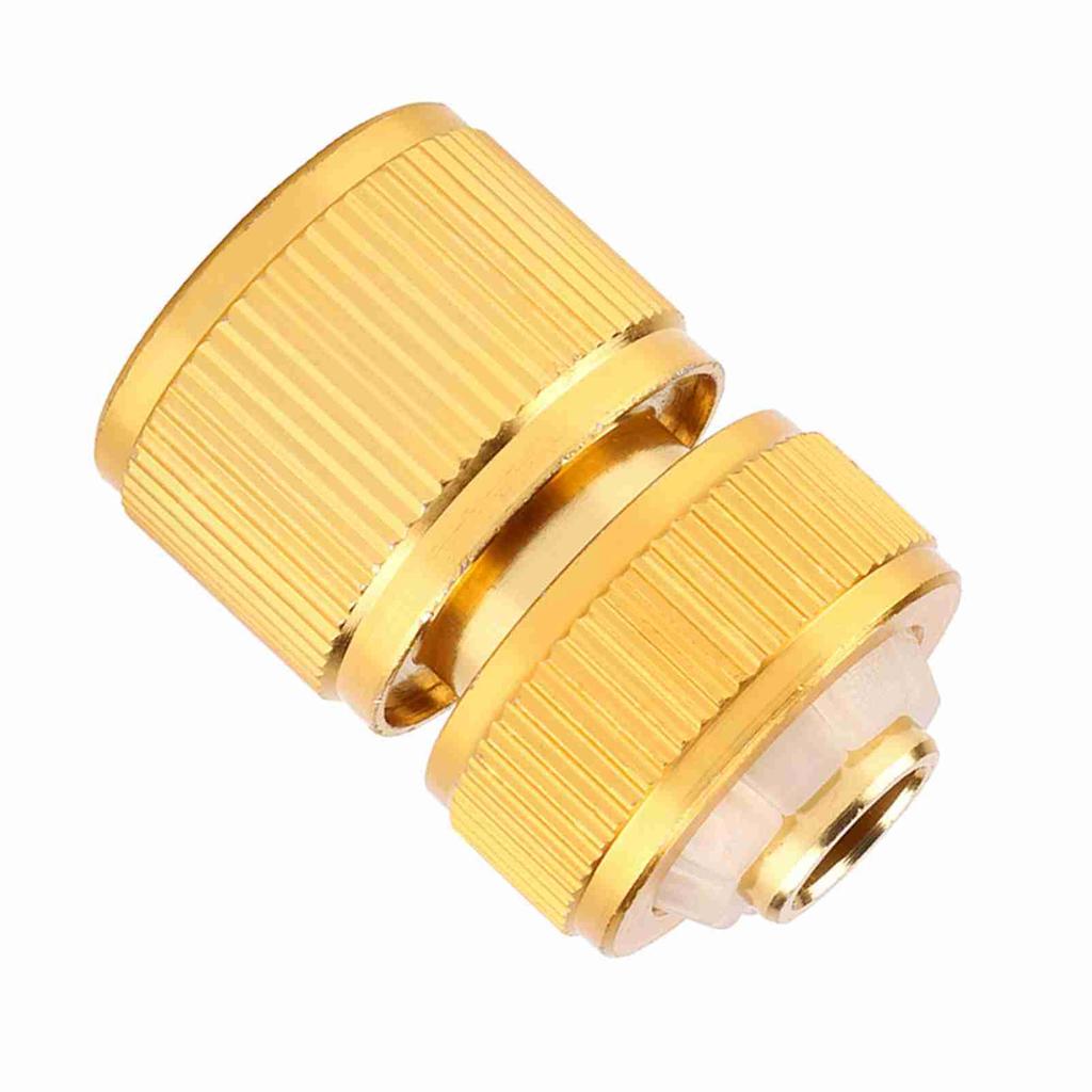Garden Hose Connector, Aluminum Alloy Brass Plated Proof Quick Fit Adapter, Compatible with G1/2 Hose, for Garden Irrigation Water Tap Fitting