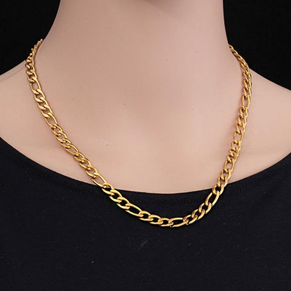 Punk Fashion 6mm Figaro Link Chains Male Gold Silver Color Stainless Steel Chain Necklaces For Men Women Hip Hop Jewelry Gift