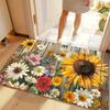 1Pcs Sunflower Floret Pattern Floor Mat Modern Kitchen polyester Rug Non-Slip Colorful Indoor Carpet, For Home Bathroom Bedroom Living Room Decor