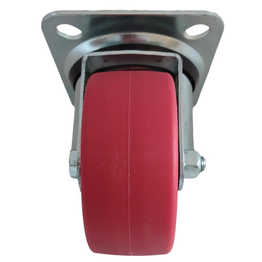 Swivel wheel castor set 80mm 150kg JPPU 0801 RED polyurethane