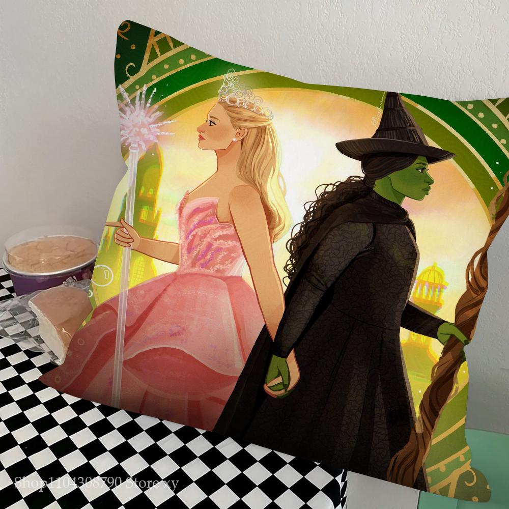 W-Wicked Part One Movie B Pillow Case Square Pillow Bedroom Sofa Leisure Comfort Cushion Car Living Room Home Decoration