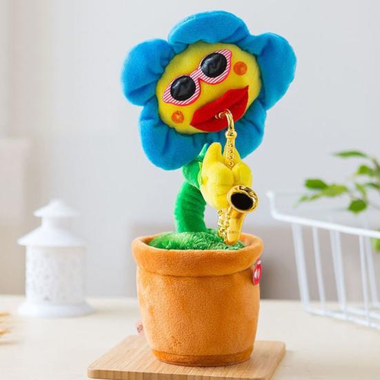 Electric Dancing Sunflower Toy Repeats What You Say Recording Singing Plush Potted Flower Toy Toddlers Educational Interactive Plushie Musical Toy
