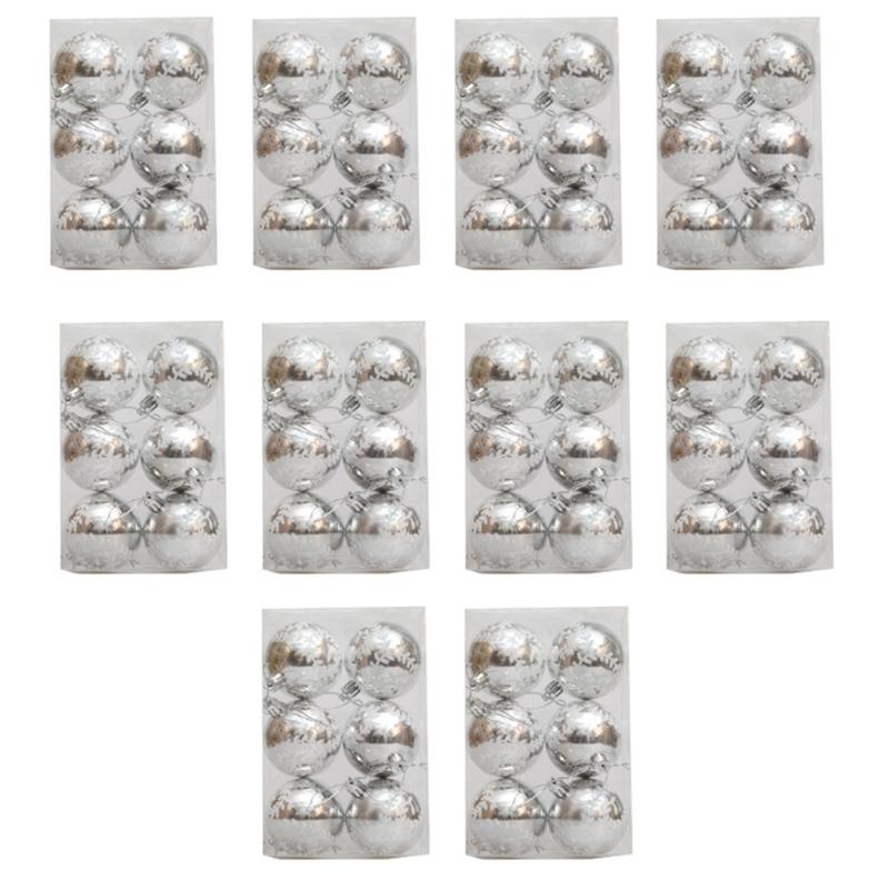

10 Box Christmas Tree Hanging Decoration Colorful Decorative Baubles Stylish Window and Door Ornament Party Supplies серебряный