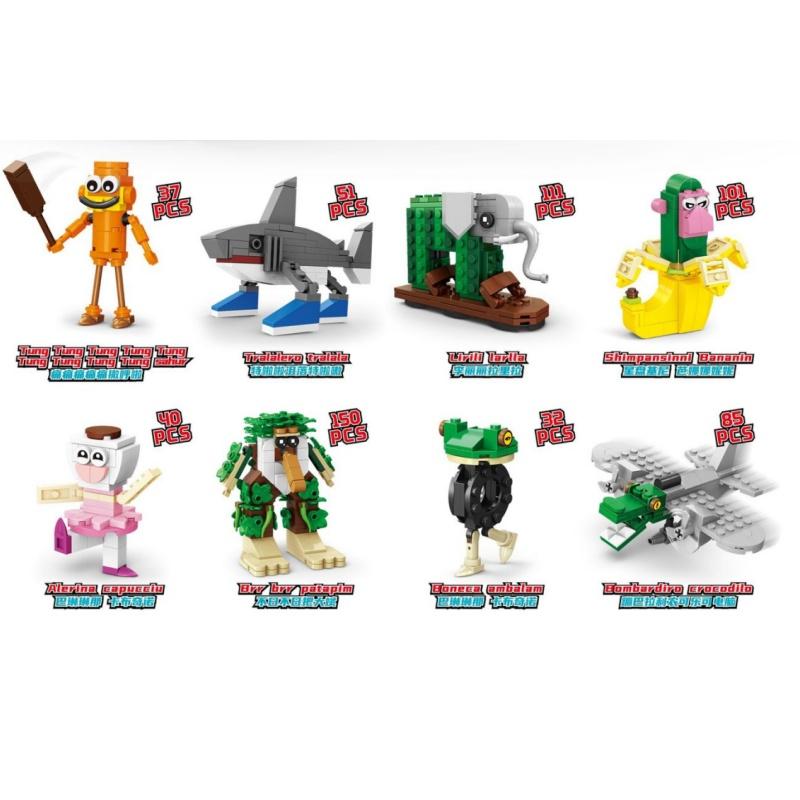New Tralalero Tralala Building Blocks Italian Brainrot Ornament TTung Tung Sahur Action Figures Doll Toy for Kid Christmas Gifts