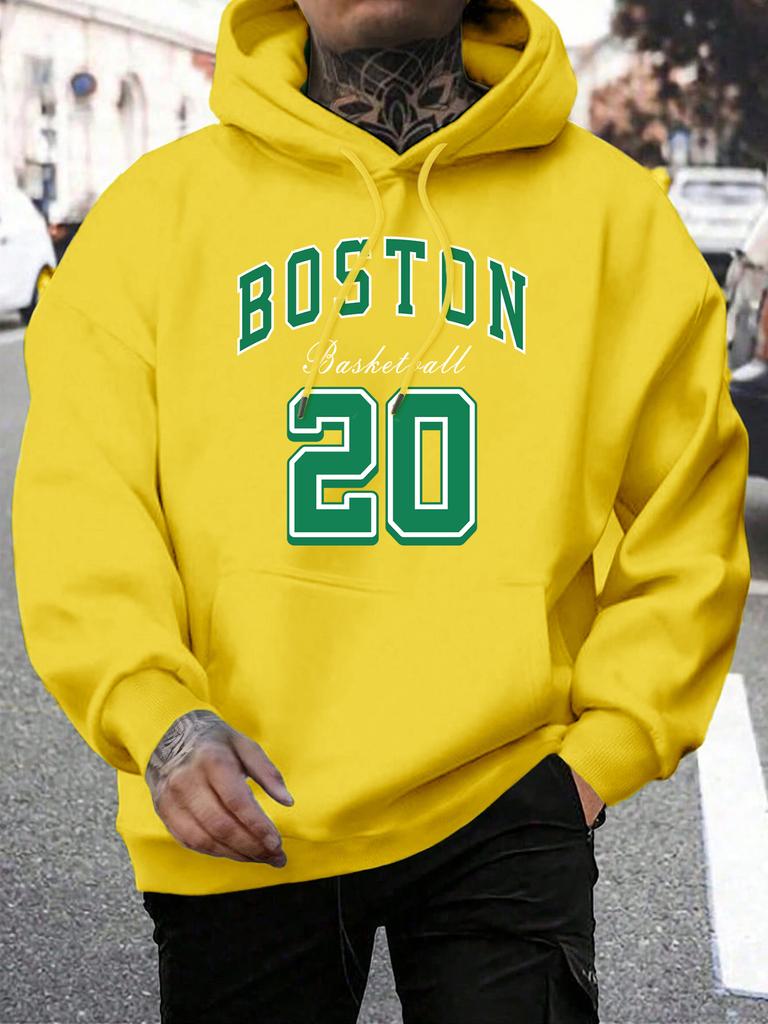Boston City Print Herren Hoodie Harajuku Lockerer Pullover Mode Fleece Warmer Hoodie Mann Vintage Herbst Rundhals Oberteil