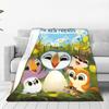 Puffin Rock und die neuen Freunde Zeichentrick Anime Decke Mehrere Größen Warm Gemütlich Flauschig Überwurfdecken für Sofa Couch und Bett