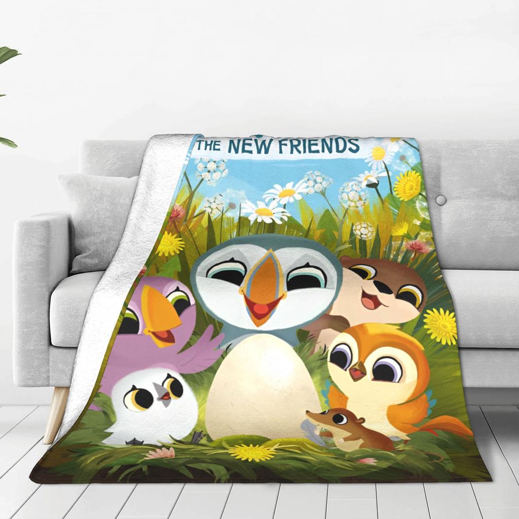 Puffin Rock und die neuen Freunde Zeichentrick Anime Decke Mehrere Größen Warm Gemütlich Flauschig Überwurfdecken für Sofa Couch und Bett