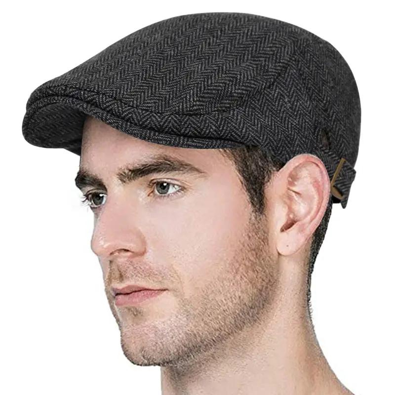 

Cotton lattice Male Beret Vintage Flat Male Beret Vintage Flat Cap Boinas Berets Headwear Men s Hats сірий колір
