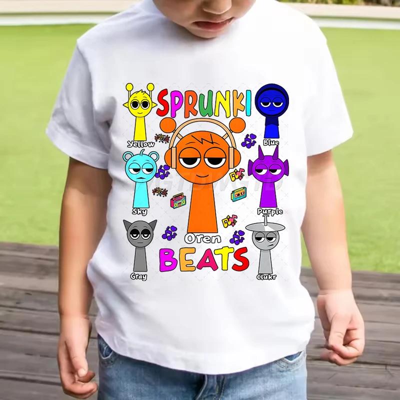 Horká hra Sprunki Beats Tričko Dětská Móda Ležérní Kreslený Incredibox Trička Kluci Kulatý Výstřih Krátký Rukáv Holky Letní Oblečení