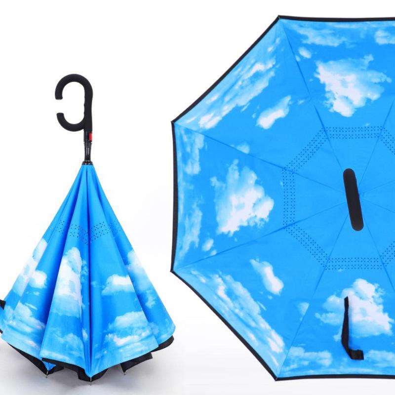 Automatic reverse umbrella straight rod long handle double-layer umbrella car umbrella large double reflective umbrella wind-resistant reinforcement