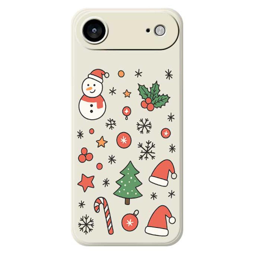 For iPhone 17 Air Case Snowman and Santa Hat Pattern Printing Straight Edge TPU Phone Back Cover