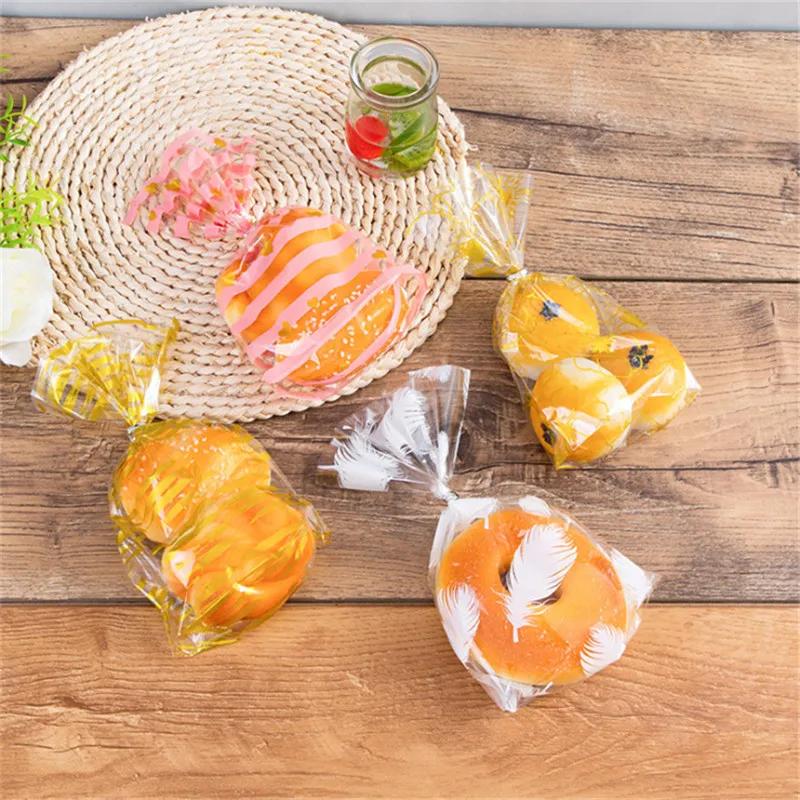 100Pcs OPP Transparent Flat Mouth Stand-up Snack Baking Packaging Plastic Party Gift Candy Bags