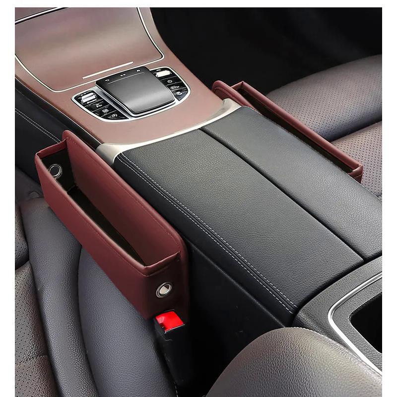 Universal Leather Car Console Side Pocket Organizer - Leak-Proof Seat Gap Storage Bag Car Interior Accessories