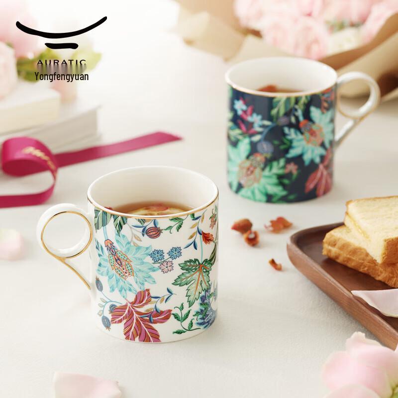 Yongfengyuan 'Happiness Garden' Ceramic Couple Mug Set