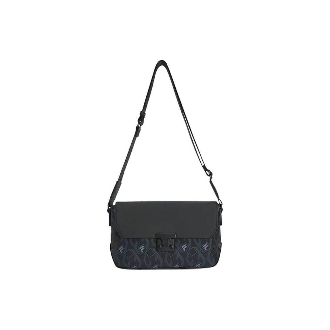 FILA Black Warrior Series 4L Logo Print Adjustable Strap Fabric Crossbody Shoulder Bag Mini Men bags F13M548107FBK Black