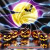 Pumpkins Bat Full Moon Halloween Theme Banner, Multicolor Polyester Backdrop for Wall Hanging & Photo Booth