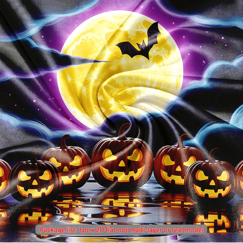 Pumpkins Bat Full Moon Halloween Theme Banner, Multicolor Polyester Backdrop for Wall Hanging & Photo Booth