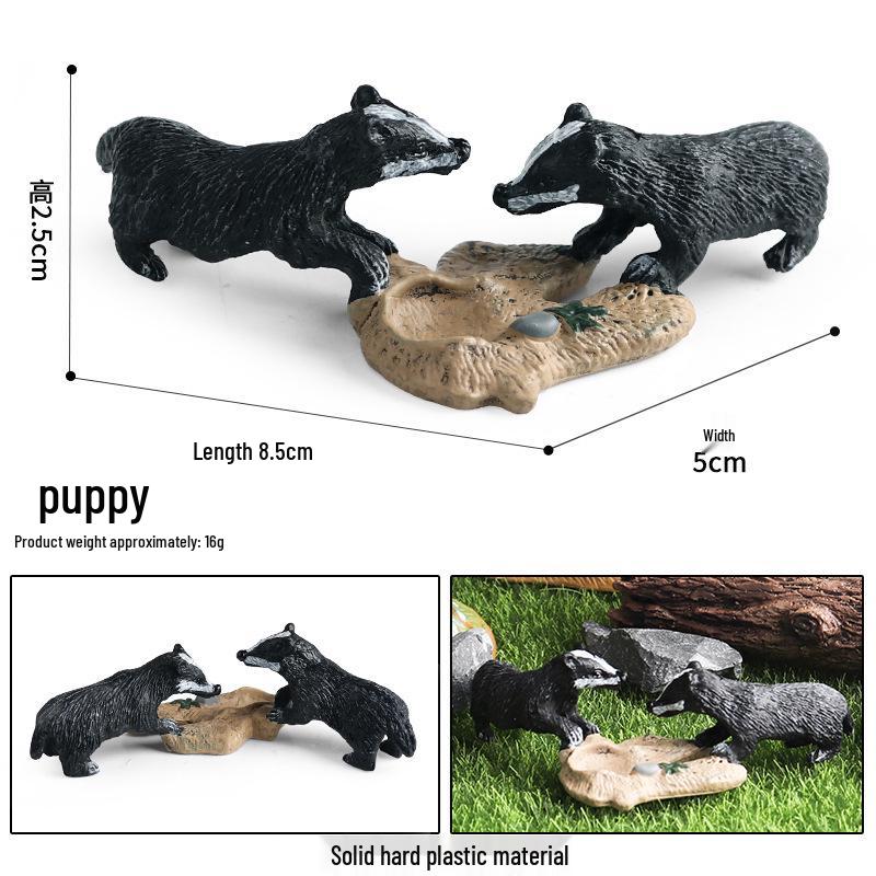Cognitive Simulation Wild Mammal Model: Badger & Weasel Family Toy for Children, Home Decor