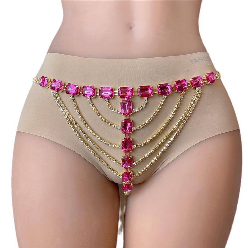 Fashion Sexy Exaggerated Bikini Body Chains Set Ximang Seller in Europe and America Tassel Chest Necklace Panties Red Jewelry