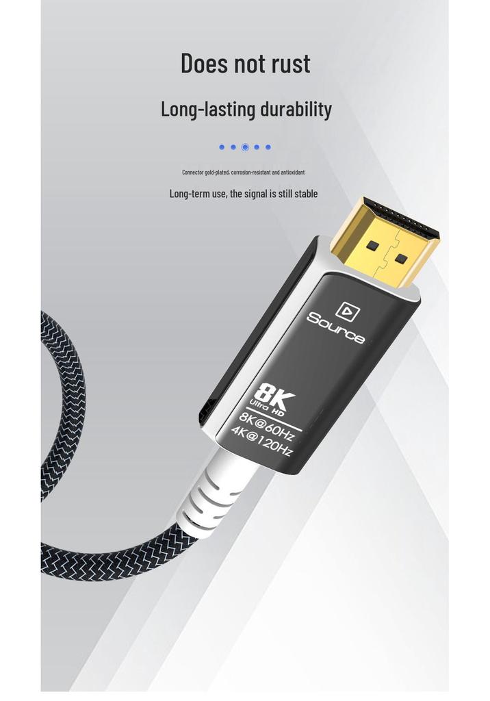 8K HDMI Braided Fiber Optic Cable 2.1 - Supports 8K/60Hz & 4K/120Hz for TV, Monitor, and Computer HD Connection