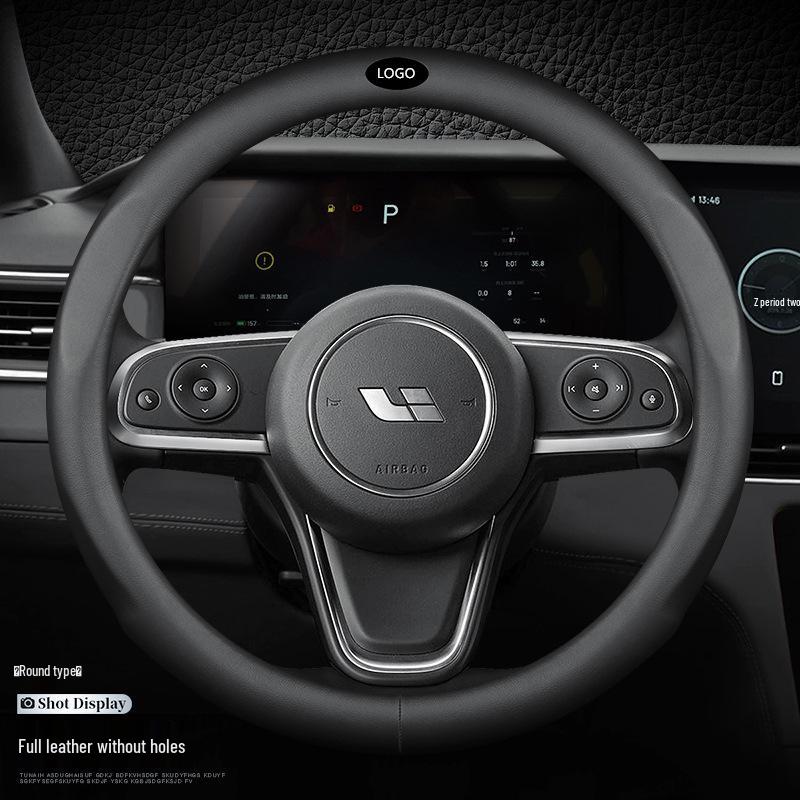 Suitable for IDEAL ONE Leather Steering Wheel Cover - Universal, Hand-Sewn, and All-Season