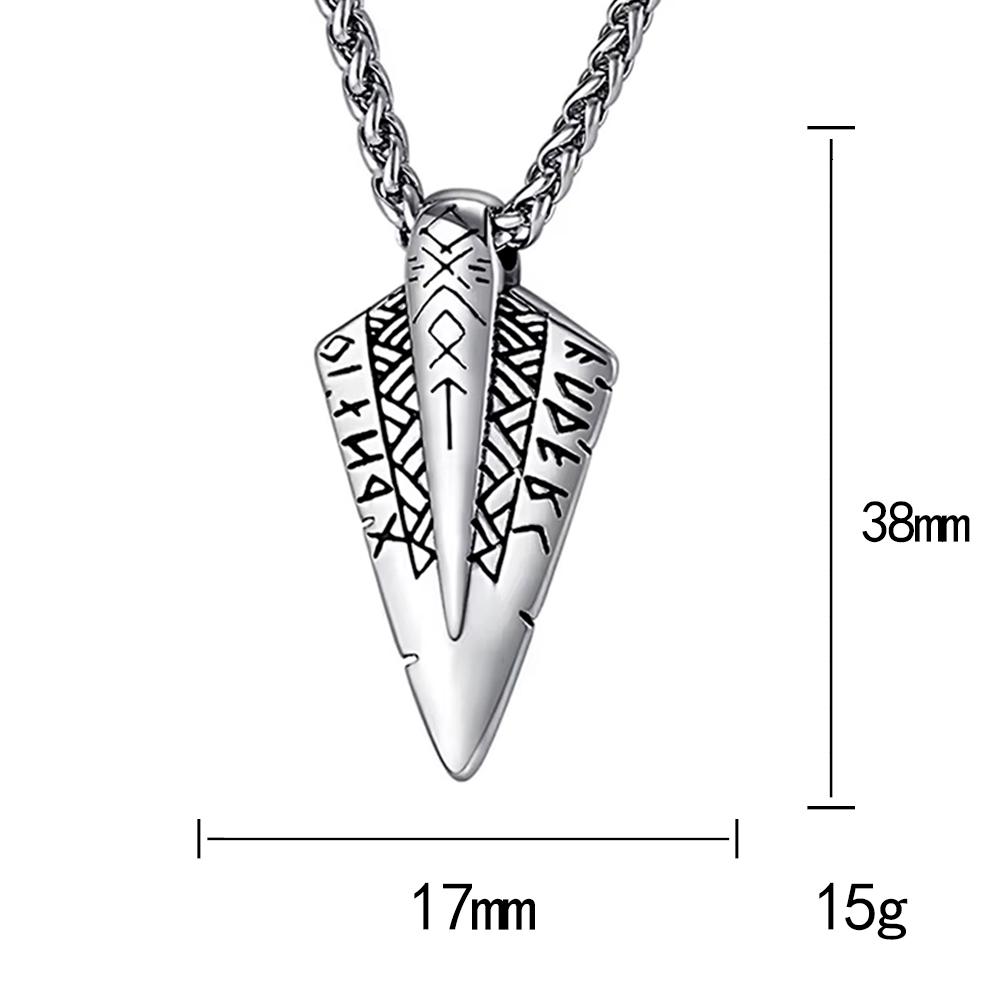 Vintage Viking Spear Pendant Norse Rune Necklace Stainless Steel Amulet Jewelry Gift for Men Women