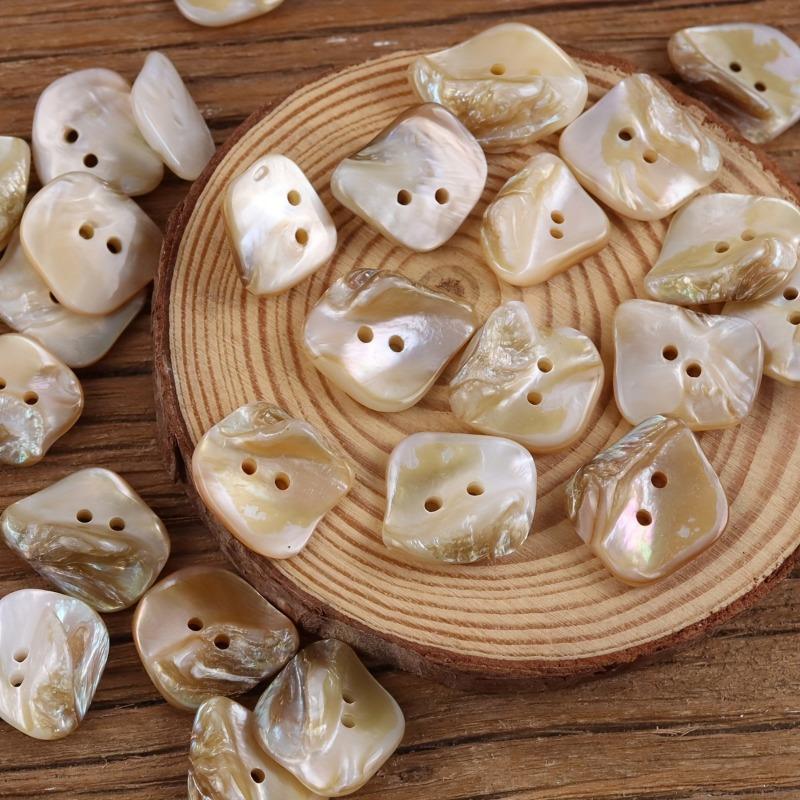 10pcs/set Irregular Shape Natural Shell Buttons with Two Holes for DIY, Clothing Accessories, Etc