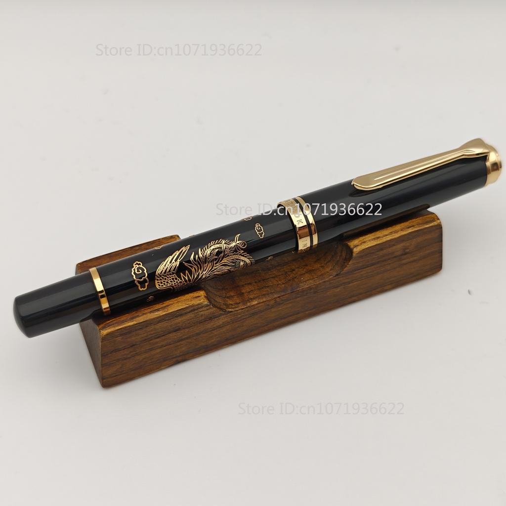 ADMOK M800 Divine Beast Essence Carved Edition No.6 Schmidt BOCK Piston Fountain Pen Plated 24K Dragon White Tiger Writing Pen